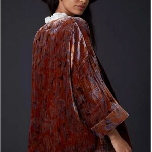For Coco1158 Anthropologie Purple & Burnt Orange Velvet Kimono 👘- Oversized SM